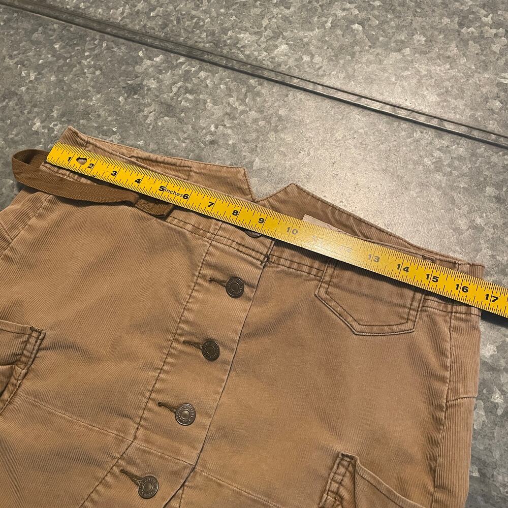 Vintage Levi's Corduroy Cargo Pocket Skirt 9 Tan Khaki Safari Military 90s Y2K - Picture 8 of 11